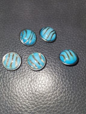 Set Lot Of 5 Blue Swirl Nugz Cabochon with Gold Swirl